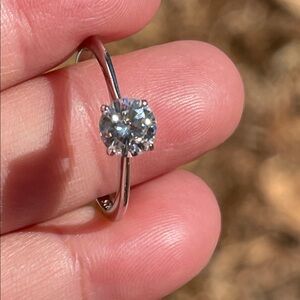 1ct Moissanite Solitaire Ring 925 Silver Size 9 GRA Certified W Inscription